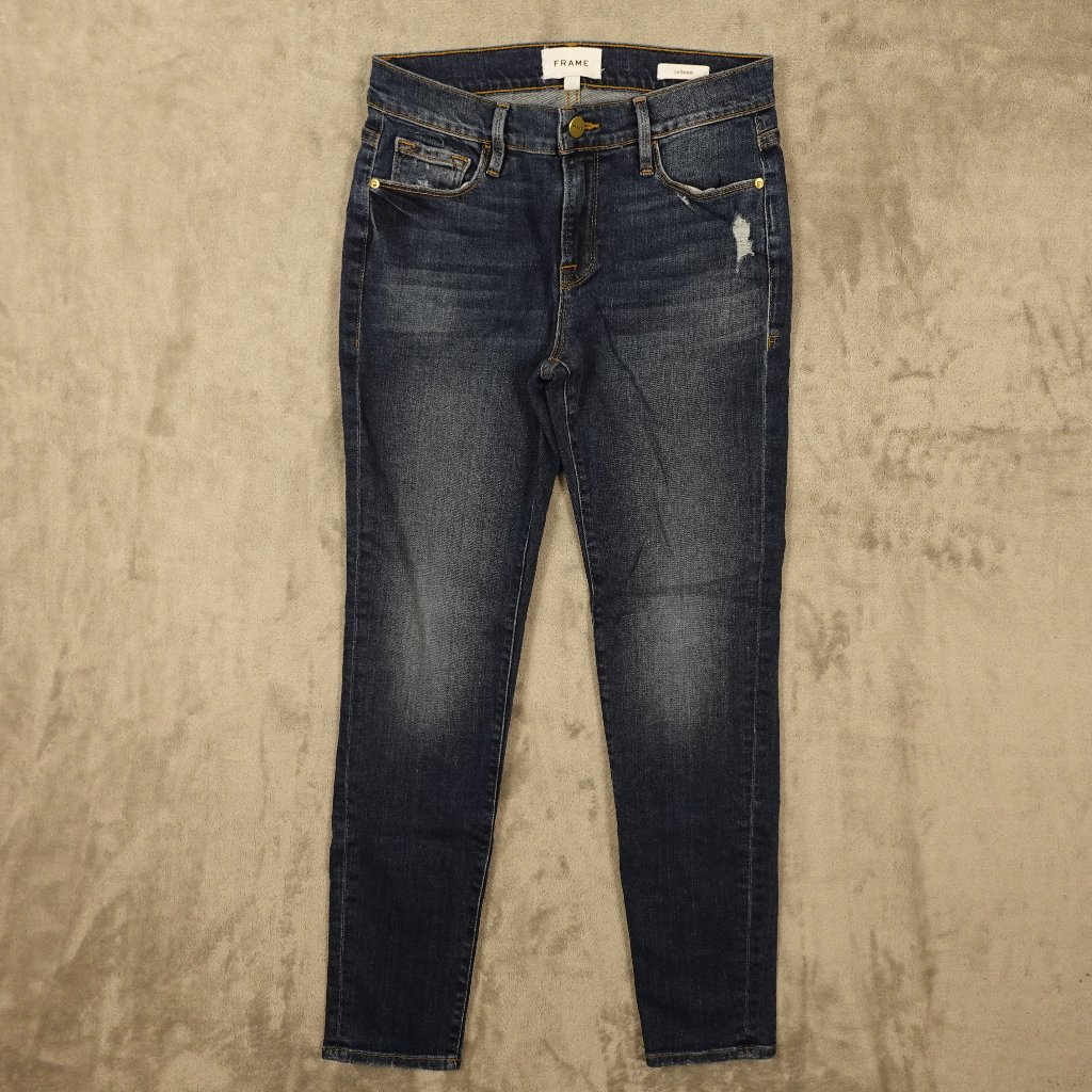 Frame Le Garcon Azure Distressed Slim Jeans Women's Size 25 Blue Garon